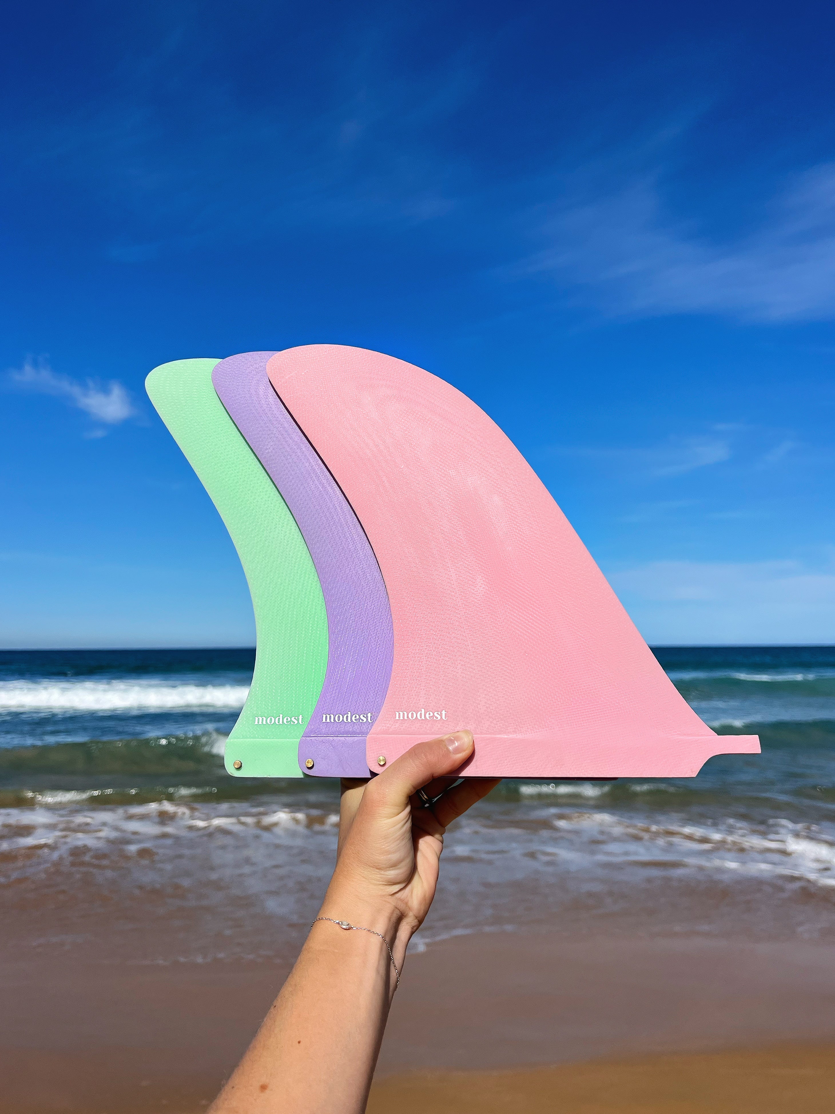 Stable longboard fins modest fins